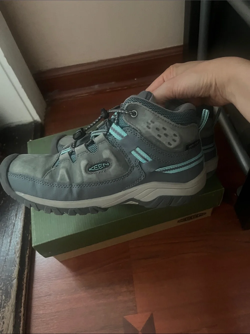 Keen Gray and Teal Kids' Hiking Boots
